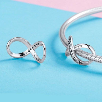 925 เงินสเตอร์ลิง Infinity Family Forever Beaded สำหรับผู้หญิง DIY สร้อยข้อมือ, SCC1146