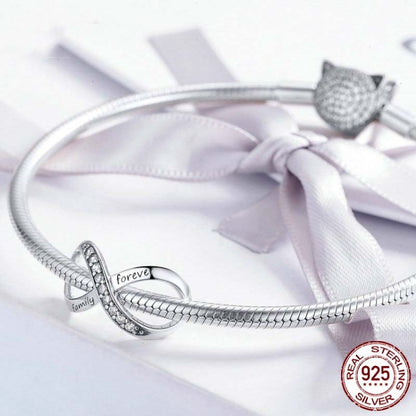 925 เงินสเตอร์ลิง Infinity Family Forever Beaded สำหรับผู้หญิง DIY สร้อยข้อมือ, SCC1146