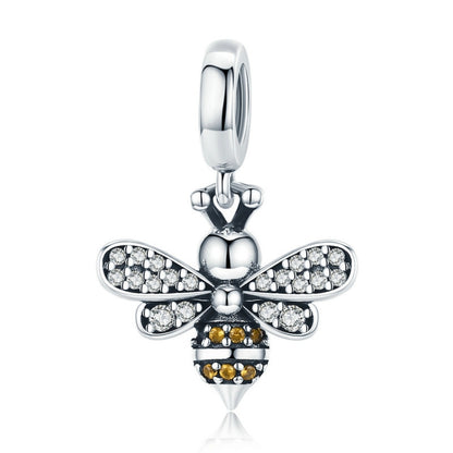 S925 เงินสเตอร์ลิง Bee Story Charm DIY สร้อยข้อมือลูกปัด, SCC821