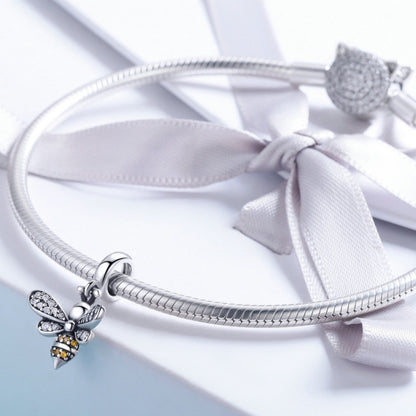 S925 เงินสเตอร์ลิง Bee Story Charm DIY สร้อยข้อมือลูกปัด, SCC821