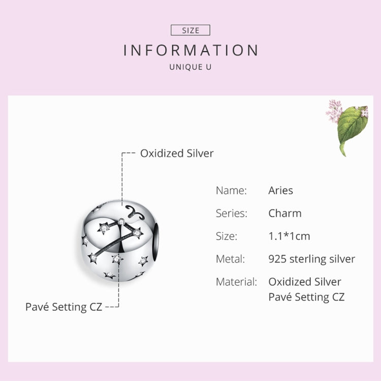 S925 เงินสเตอร์ลิงสิบสอง Constellation ลูกปัด DIY สร้อยข้อมือเครื่องประดับลูกปัดเงิน, Aries, Taurus, Gemini, Cancer, Leo, Virgo, Libra, Scorpio, Sagittarius, Capricorn, Aquarius, Pisces