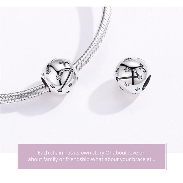 S925 เงินสเตอร์ลิงสิบสอง Constellation ลูกปัด DIY สร้อยข้อมือเครื่องประดับลูกปัดเงิน, Aries, Taurus, Gemini, Cancer, Leo, Virgo, Libra, Scorpio, Sagittarius, Capricorn, Aquarius, Pisces