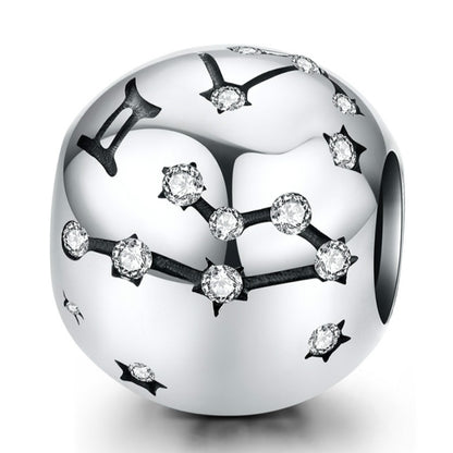 S925 เงินสเตอร์ลิงสิบสอง Constellation ลูกปัด DIY สร้อยข้อมือเครื่องประดับลูกปัดเงิน, Aries, Taurus, Gemini, Cancer, Leo, Virgo, Libra, Scorpio, Sagittarius, Capricorn, Aquarius, Pisces