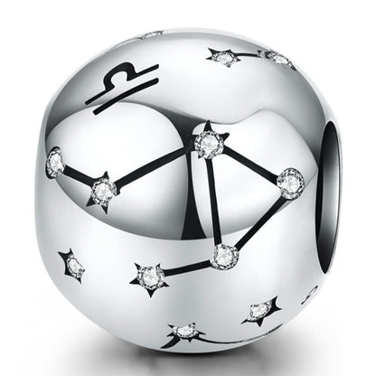 S925 เงินสเตอร์ลิงสิบสอง Constellation ลูกปัด DIY สร้อยข้อมือเครื่องประดับลูกปัดเงิน, Aries, Taurus, Gemini, Cancer, Leo, Virgo, Libra, Scorpio, Sagittarius, Capricorn, Aquarius, Pisces