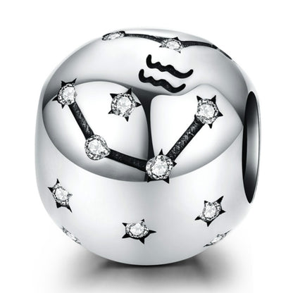 S925 เงินสเตอร์ลิงสิบสอง Constellation ลูกปัด DIY สร้อยข้อมือเครื่องประดับลูกปัดเงิน, Aries, Taurus, Gemini, Cancer, Leo, Virgo, Libra, Scorpio, Sagittarius, Capricorn, Aquarius, Pisces