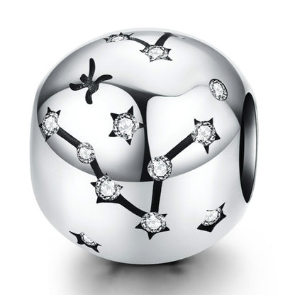 S925 เงินสเตอร์ลิงสิบสอง Constellation ลูกปัด DIY สร้อยข้อมือเครื่องประดับลูกปัดเงิน, Aries, Taurus, Gemini, Cancer, Leo, Virgo, Libra, Scorpio, Sagittarius, Capricorn, Aquarius, Pisces