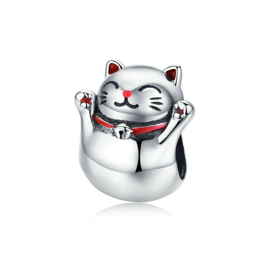 925 เงินสเตอร์ลิง Lucky Cat ลูกปัด DIY สร้อยข้อมือเครื่องประดับอุปกรณ์เสริม, SCC1178