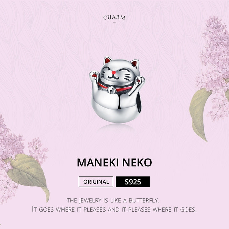 925 เงินสเตอร์ลิง Lucky Cat ลูกปัด DIY สร้อยข้อมือเครื่องประดับอุปกรณ์เสริม, SCC1178