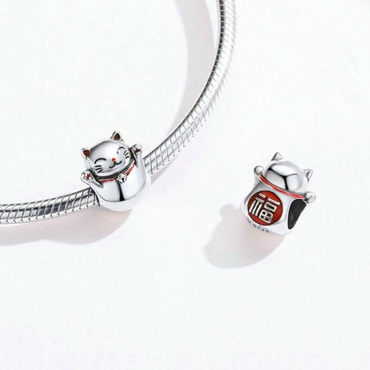 925 เงินสเตอร์ลิง Lucky Cat ลูกปัด DIY สร้อยข้อมือเครื่องประดับอุปกรณ์เสริม, SCC1178