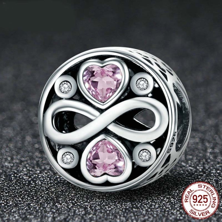 925 เงินสเตอร์ลิง Infinity Love หัวใจสีชมพูคริสตัลลูกปัด Charm สร้อยข้อมือเครื่องประดับ, SCC240