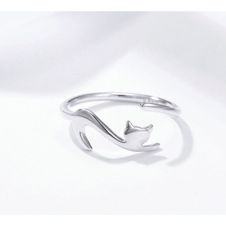 Naughty Cat Sterling Silver Ring แฟชั่นเปิดแหวน, SCR220-B, SCR220