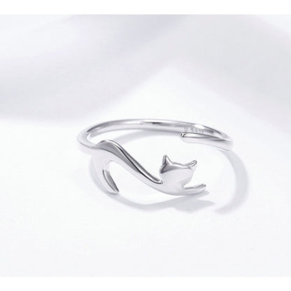 Naughty Cat Sterling Silver Ring แฟชั่นเปิดแหวน, SCR220-B, SCR220