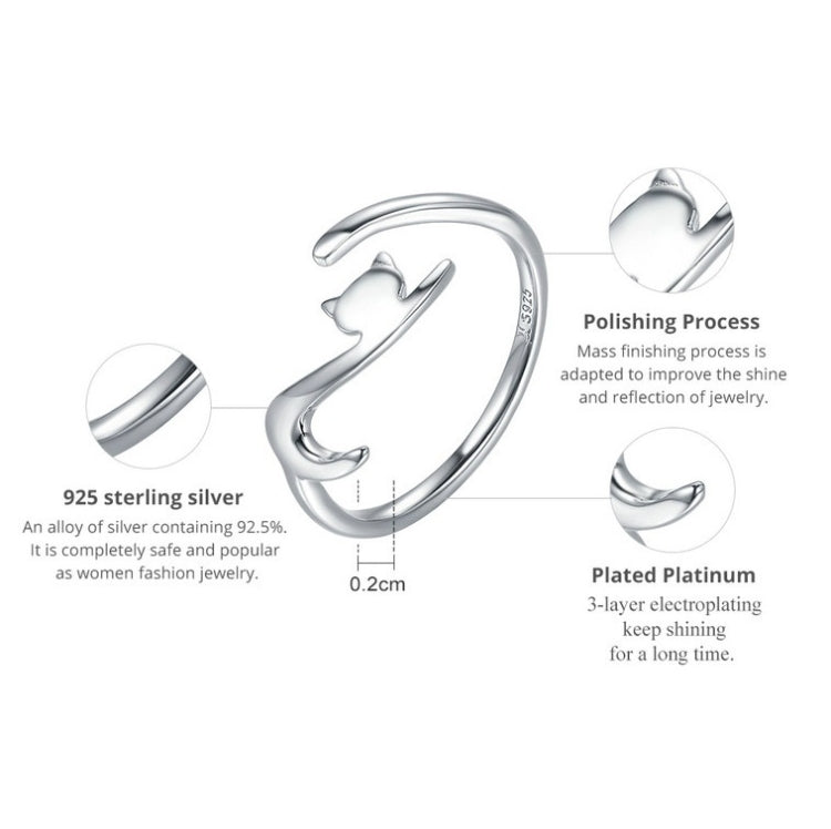 Naughty Cat Sterling Silver Ring แฟชั่นเปิดแหวน, SCR220-B, SCR220
