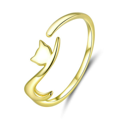 Naughty Cat Sterling Silver Ring แฟชั่นเปิดแหวน, SCR220-B, SCR220