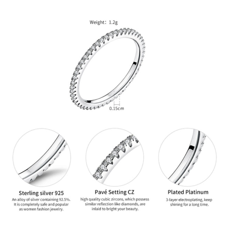 S925 เงินสเตอร์ลิงสุภาพสตรีแฟชั่นแหวนเพชรแหวนเรียบง่าย, 5, 6, 7, 8, 9