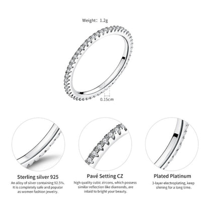 S925 เงินสเตอร์ลิงสุภาพสตรีแฟชั่นแหวนเพชรแหวนเรียบง่าย, 5, 6, 7, 8, 9