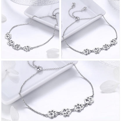 สร้อยข้อมือลายกรงเล็บสัตว์เลี้ยงน่ารัก S925 สร้อยข้อมือหยดน้ำสัตว์เงินสเตอร์ลิง, SCB096