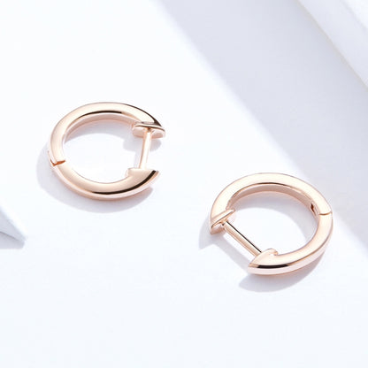 ต่างหูเรียบง่ายเงินสเตอร์ลิง S925 ต่างหูหูหัวเข็มขัด, Rose Gold, Silver, Gold
