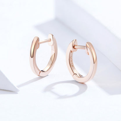 ต่างหูเรียบง่ายเงินสเตอร์ลิง S925 ต่างหูหูหัวเข็มขัด, Rose Gold, Silver, Gold