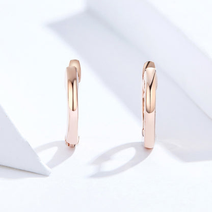 ต่างหูเรียบง่ายเงินสเตอร์ลิง S925 ต่างหูหูหัวเข็มขัด, Rose Gold, Silver, Gold