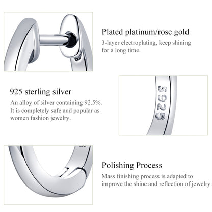 ต่างหูเรียบง่ายเงินสเตอร์ลิง S925 ต่างหูหูหัวเข็มขัด, Rose Gold, Silver, Gold
