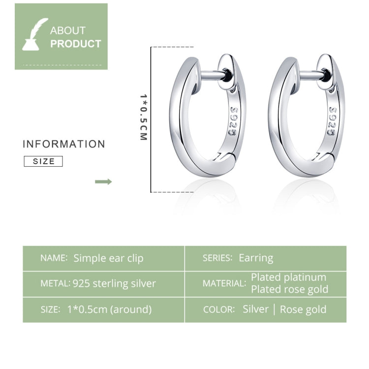 ต่างหูเรียบง่ายเงินสเตอร์ลิง S925 ต่างหูหูหัวเข็มขัด, Rose Gold, Silver, Gold