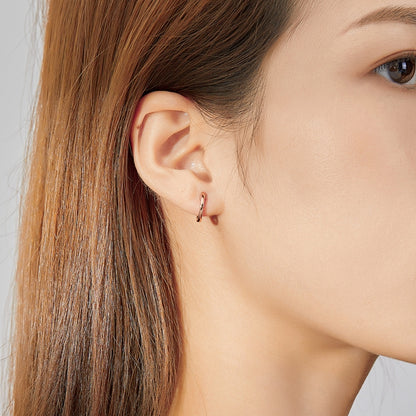 ต่างหูเรียบง่ายเงินสเตอร์ลิง S925 ต่างหูหูหัวเข็มขัด, Rose Gold, Silver, Gold