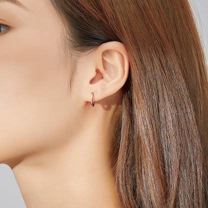 ต่างหูเรียบง่ายเงินสเตอร์ลิง S925 ต่างหูหูหัวเข็มขัด, Rose Gold, Silver, Gold