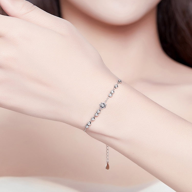 S925 สร้อยข้อมือเดซี่เงินสเตอร์ลิงสร้อยข้อมือรูปพืช, SCB146