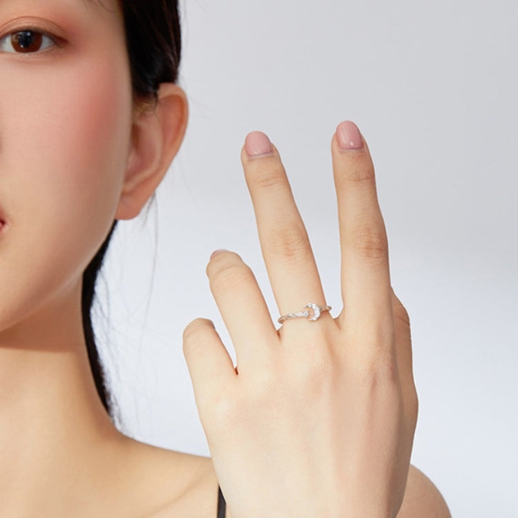แฟชั่น Retro เปิดแหวนเงินสเตอร์ลิง S925 Star และ Moon Platinum Plated Zircon แหวน, SCR638
