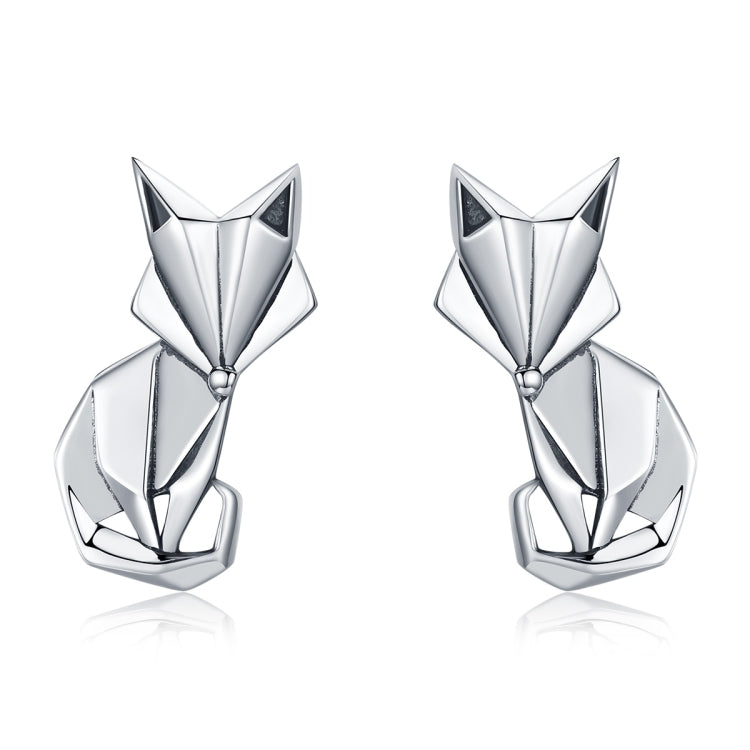 S925 สัตว์ต่างหูเครื่องประดับ Origami Fox เงินสเตอร์ลิงต่างหูหญิง, SCE526