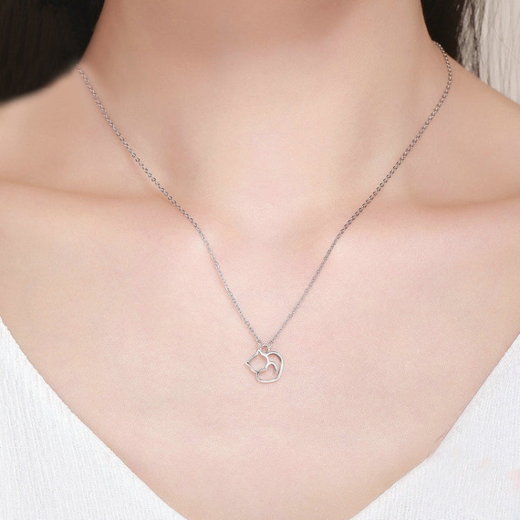 แมวน่ารัก S925 สร้อยคอเงินเลดี้พร้อมเพทายฝังสร้อยคอเงินธรรมดา, SCN188