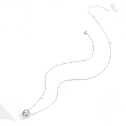 สร้อยคอเพทายชุบแพลทินัม S925 สร้อยคอเงินผู้หญิงเรียบง่าย, SCN345