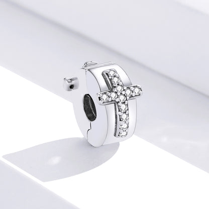 S925 เงินสเตอร์ลิง DIY บุคลิกภาพลูกปัดอุปกรณ์เสริมตำแหน่งข้ามหัวเข็มขัดลูกปัดเงิน