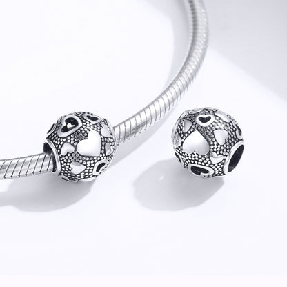 Vintage Love Beaded เงินสเตอร์ลิง S925 รอบลูกปัด DIY สร้อยข้อมือเครื่องประดับอุปกรณ์เสริม