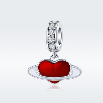 S925 จี้เงินสเตอร์ลิง Red Love Planet DIY สร้อยข้อมือเครื่องประดับอุปกรณ์เสริม