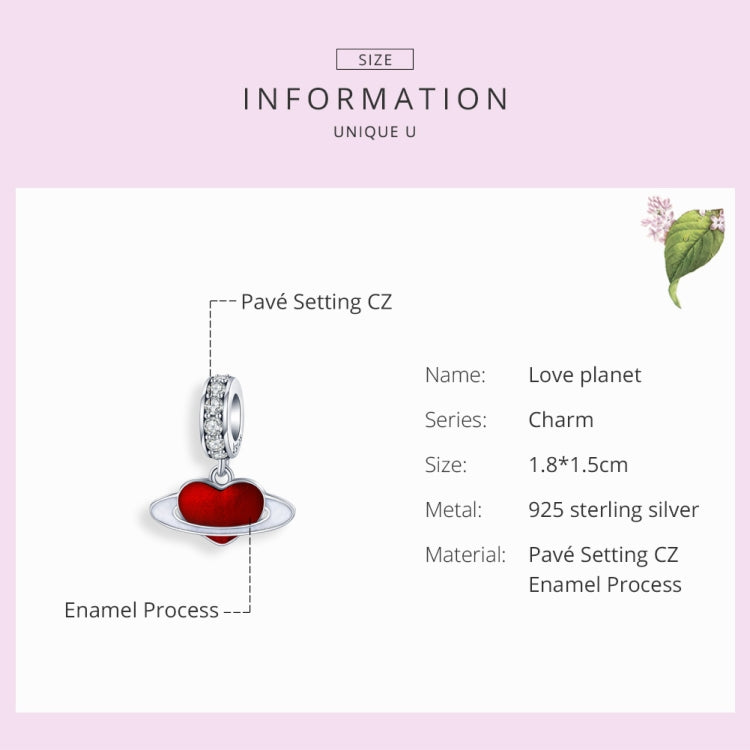 S925 จี้เงินสเตอร์ลิง Red Love Planet DIY สร้อยข้อมือเครื่องประดับอุปกรณ์เสริม