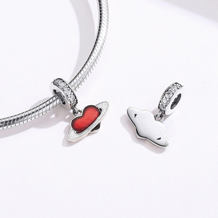 S925 จี้เงินสเตอร์ลิง Red Love Planet DIY สร้อยข้อมือเครื่องประดับอุปกรณ์เสริม
