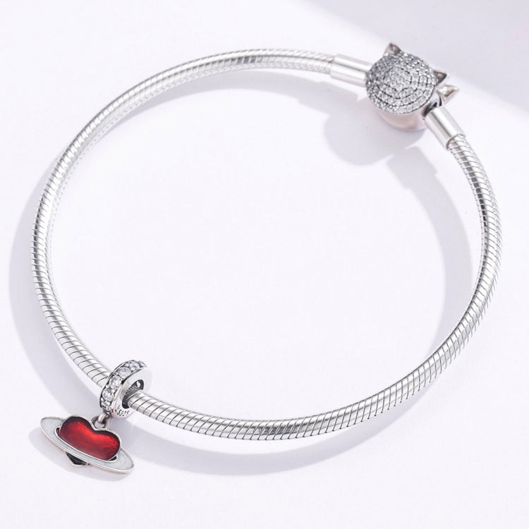 S925 จี้เงินสเตอร์ลิง Red Love Planet DIY สร้อยข้อมือเครื่องประดับอุปกรณ์เสริม