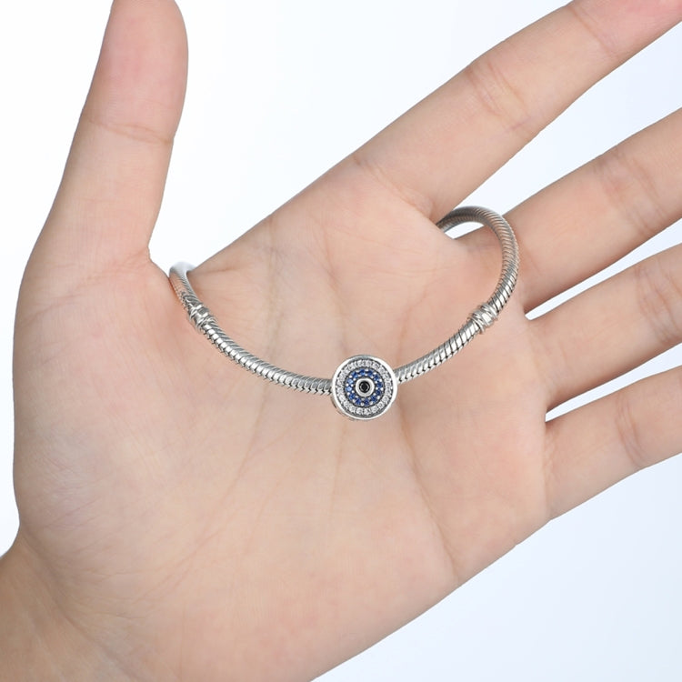 S925 เงินสเตอร์ลิงลูกปัดบุคลิกภาพฝังตาสีฟ้ารอบสร้อยข้อมือลูกปัด