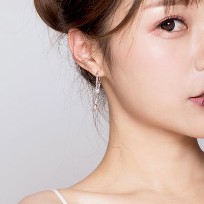 ต่างหูเงินสเตอร์ลิงเพทายพู่ต่างหูยาวS925 เครื่องประดับต่างหูสาว, SCE638
