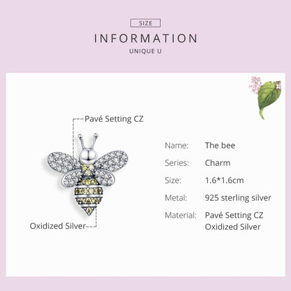 S925 เงินสเตอร์ลิงลูกปัด DIY Bee สร้อยข้อมือลูกปัดเครื่องประดับอุปกรณ์เสริม, SCC1194
