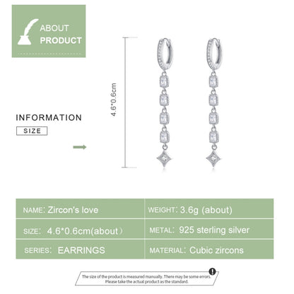 ต่างหูเพทาย ต่างหูเงินสเตอร์ลิง S925 ต่างหูชุบแพลทินัม, SCE583