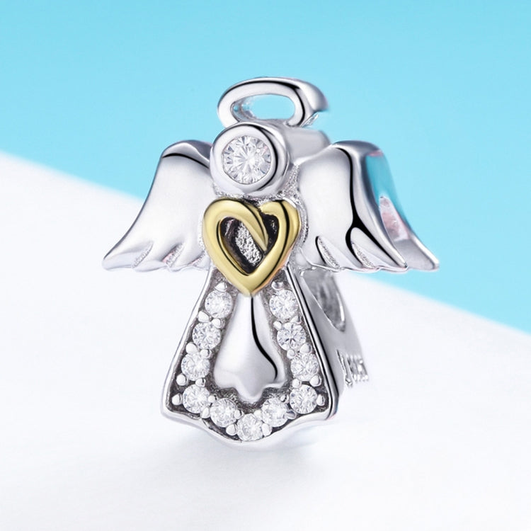 S925 เงินสเตอร์ลิง Guardian Angel จี้เพชร Drop น้ำมันเครื่องประดับ DIY สร้อยข้อมือ