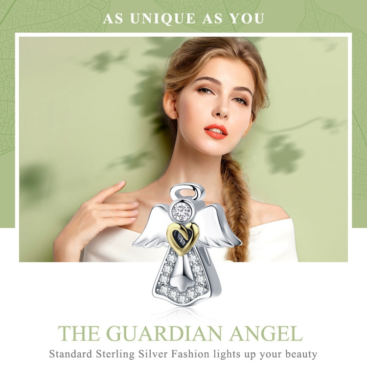 S925 เงินสเตอร์ลิง Guardian Angel จี้เพชร Drop น้ำมันเครื่องประดับ DIY สร้อยข้อมือ