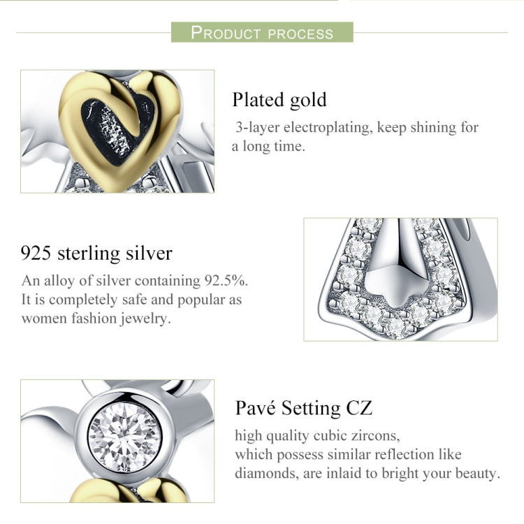 S925 เงินสเตอร์ลิง Guardian Angel จี้เพชร Drop น้ำมันเครื่องประดับ DIY สร้อยข้อมือ