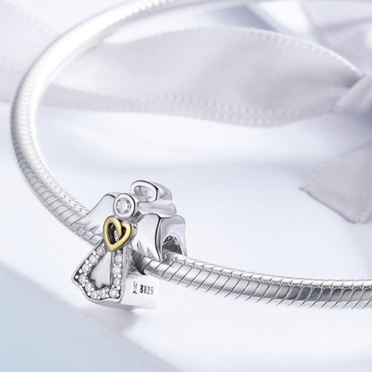 S925 เงินสเตอร์ลิง Guardian Angel จี้เพชร Drop น้ำมันเครื่องประดับ DIY สร้อยข้อมือ