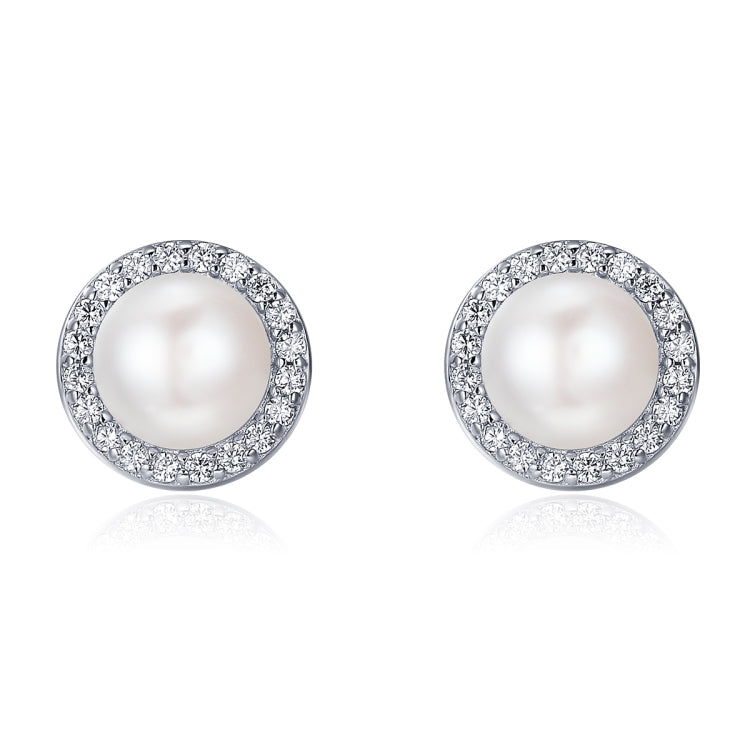 Simple Pearl Diamond Ladies ต่างหูอารมณ์ S925 ต่างหูเงินสเตอร์ลิง, SCE122