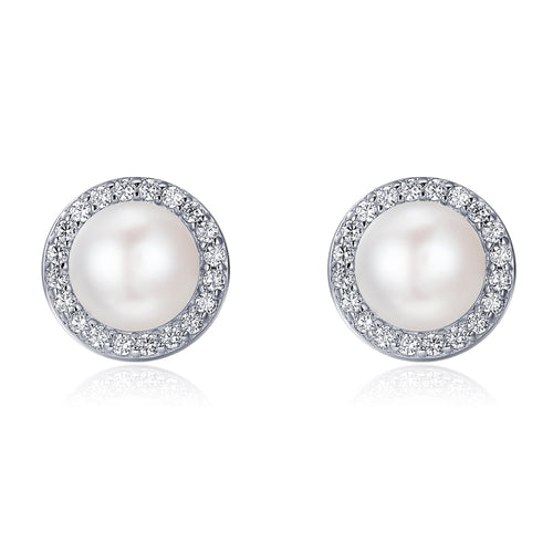 Simple Pearl Diamond Ladies ต่างหูอารมณ์ S925 ต่างหูเงินสเตอร์ลิง, SCE122