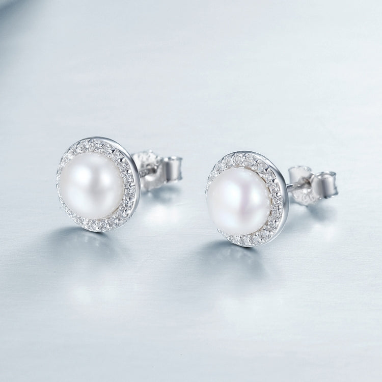 Simple Pearl Diamond Ladies ต่างหูอารมณ์ S925 ต่างหูเงินสเตอร์ลิง, SCE122